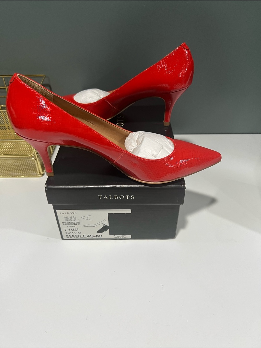 Talbots Red Patent Mable Pointed-Toe Pumps - Picture 2 of 6